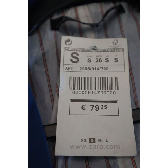 Zara 2005/914/700 Women's Sz S Cobalt Blue One Button Blazer Suit Jacket - Picture 4 of 6